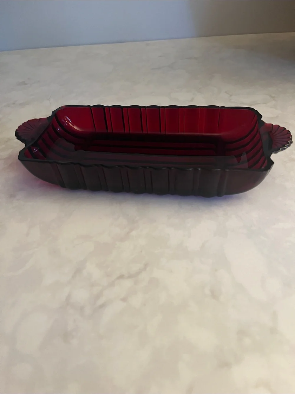 Vintage Anchor Hocking Royal Ruby butter Relish Dish, Goth/Dark Academia